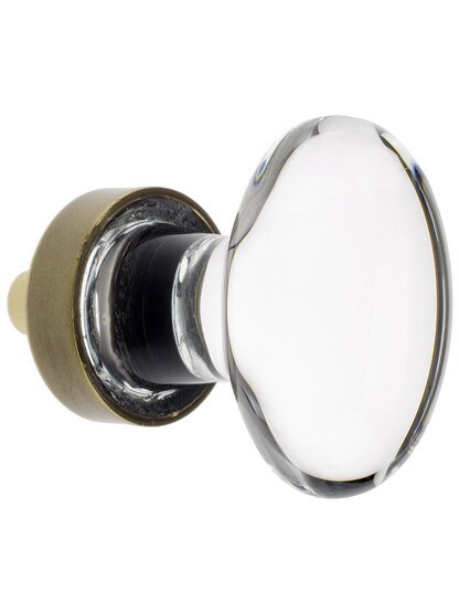 Medium Hampton Crystal Cabinet Knob With Solid Brass Base in Antique Brass.